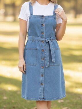 Derek Heart Blue Button-Down Denim Dress